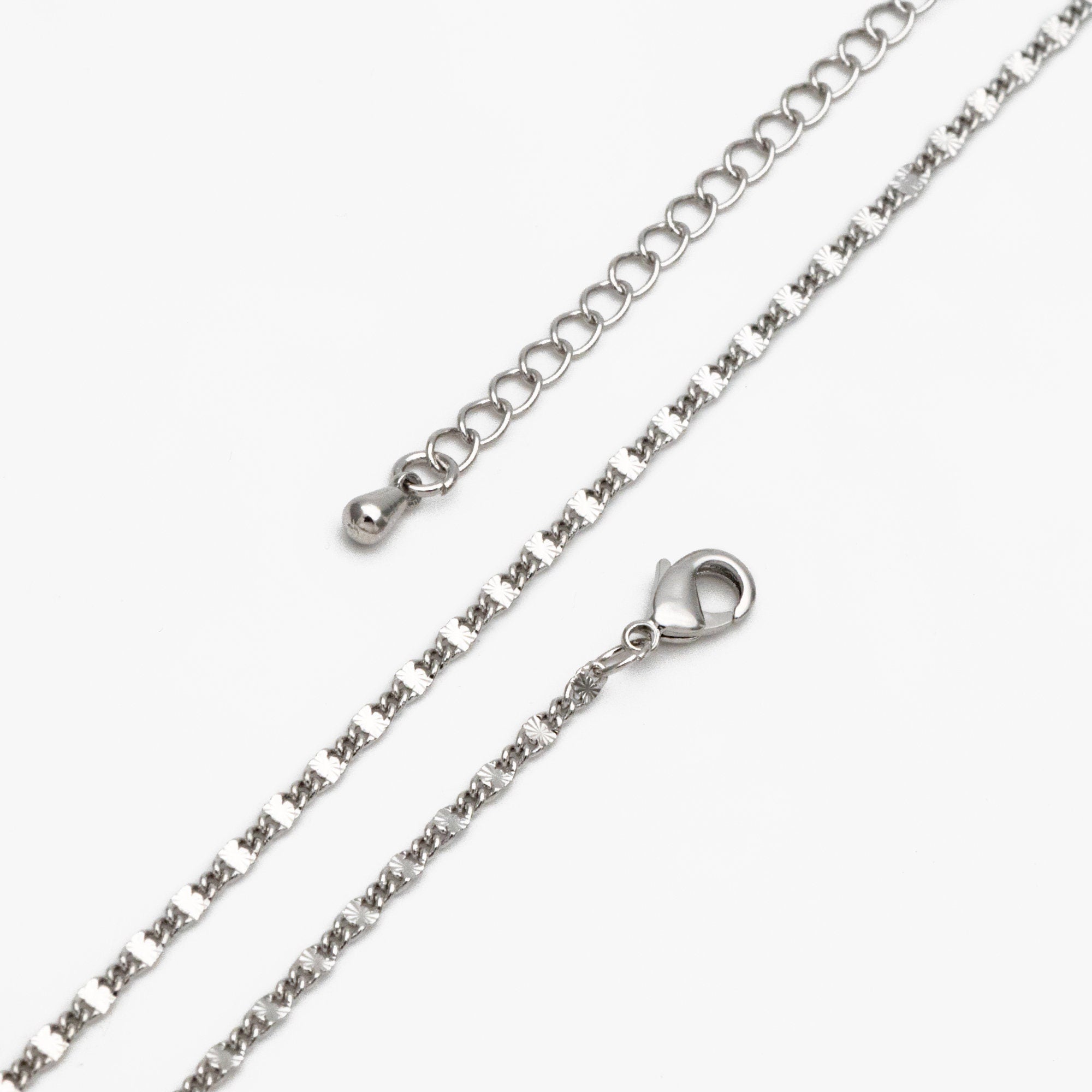 Gold/ Silver Tone Flat Curb Chain, Finished Bracelet/ Anklet/ Necklace with Adjustable Extender, Ready to Wear (#LK-328)